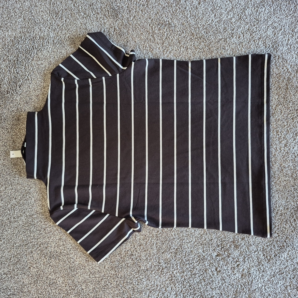 Striped Brown Turtleneck Top - Picture 2 of 7
